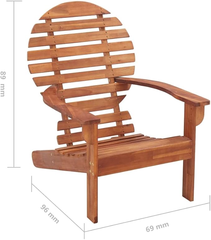 vidaXL Solid Acacia Wood Adirondack Chair - Weather Resistant, Comfortable High Backrest & Wide Armrests, Easy to Clean - Photo 2