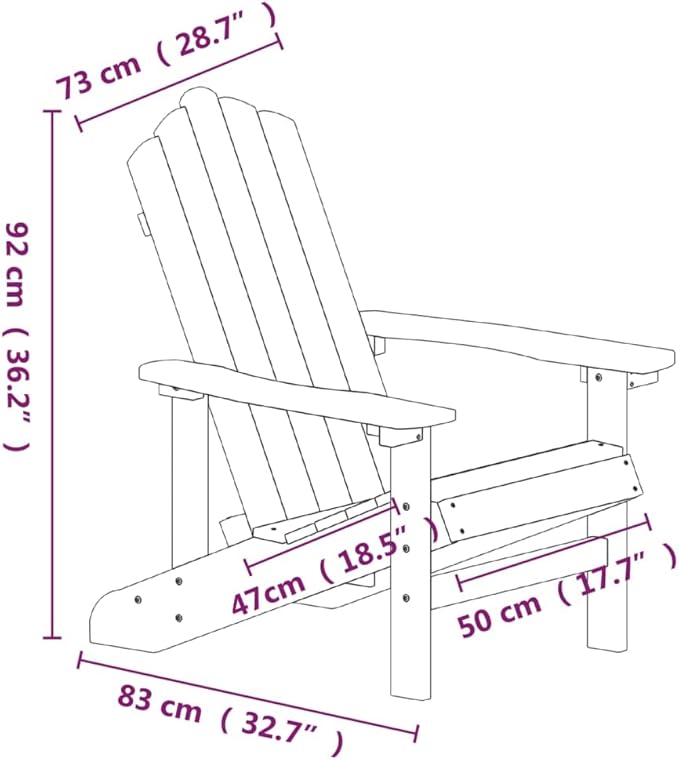 Garden Adirondack Chairs and Table Set 4 Pieces Anthracite High Density Polyethylene HDPE Steel Frame Outdoor Furniture - Photo 2