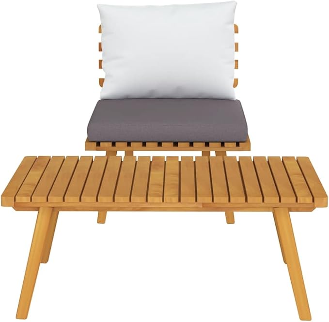 2-Piece Corner Garden Lounge Set with Dark Gray Cushions, Solid Acacia Wood Frame, Rustic Outdoor Furniture for Patio - Photo 4