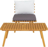 2-Piece Corner Garden Lounge Set with Dark Gray Cushions, Solid Acacia Wood Frame, Rustic Outdoor Furniture for Patio - Photo 4