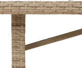 vidaXL Beige Rattan Patio Table - Glass top/Outdoor Garden Furniture - 74.8"x31.5"x29.5" | uv-Resistant - Photo 6