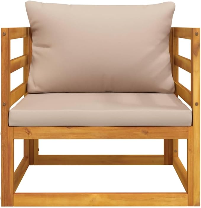 Garden Chair Taupe, Solid Acacia Wood Outdoor Seating, Medium Modular Patio Furniture for Balcony, Backyard Conversation