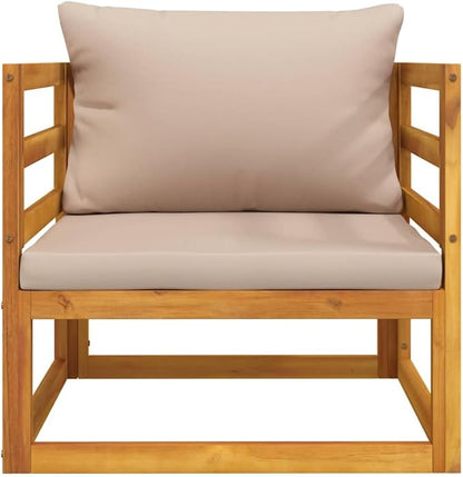 Garden Chair Taupe, Solid Acacia Wood Outdoor Seating, Medium Modular Patio Furniture for Balcony, Backyard Conversation