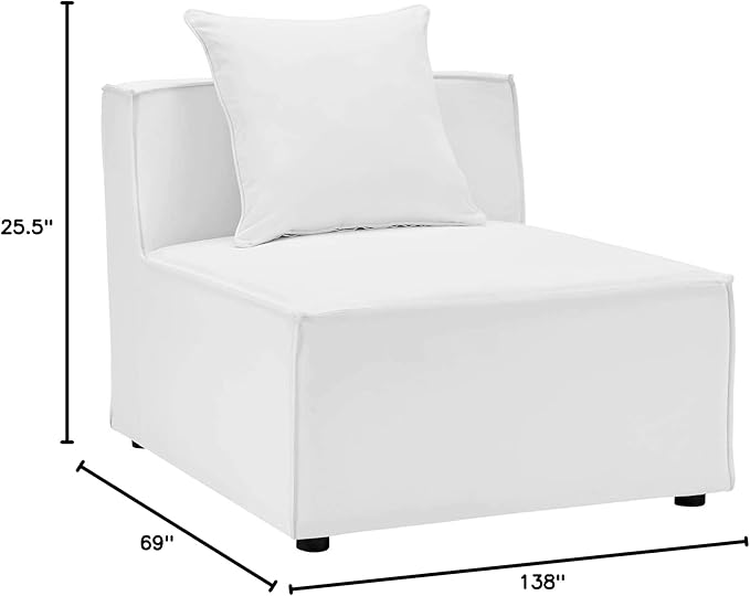 Modway EEI-4387-WHI Saybrook Patio Upholstered Sectional Sofa in White, 7-Piece Set