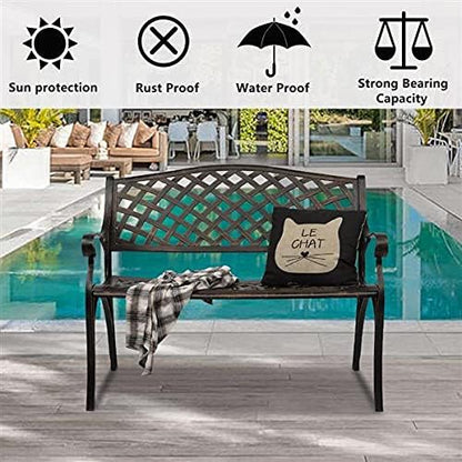 40.5" Bronze Patio Park Bench, Outdoor Garden Bench,Patio Bench Outdoor Benches for Porch,Garden, Park,Backyard Cast Aluminum Bench 102 x 58 x 74CM