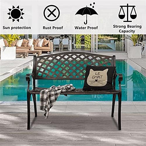 40.5" Front Porch Bench Outdoor Garden Bench, Outdoor Bench for Front Porch, Park Benches for Outside, Outside Benches Weather Proof, Garden Bench Cast Aluminum Bench 40.5" Outdoor Cast Aluminum Bench