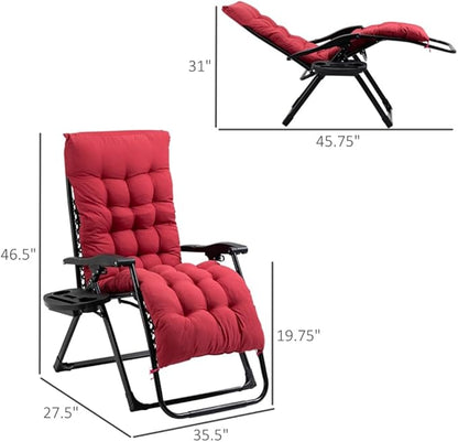 Red Reclining Lounge Chair - for Beach, Yard, Pool, Deck, Patio Outdoor Chaise Lounge, Reclining Adjustable Chair for Sunbathing, Folding Chair 35.5" L x 27.5" W x 46.5" H