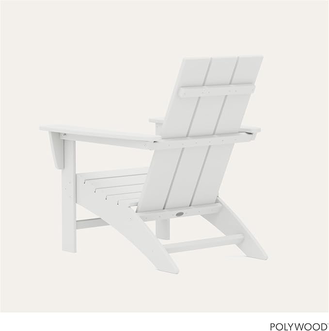 POLYWOOD Modern Adirondack Chair – All-Weather Outdoor Lawn Adirondack Chairs – HDPE, Fade-Resistant & Durable Outdoor Furniture – For Patio, Deck & Fire Pit Chairs – White