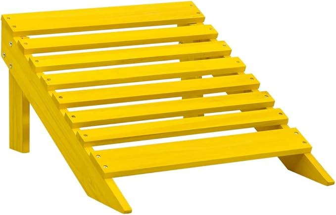 Yellow Solid Fir Wood Adirondack Chair with Ottoman Outdoor Patio Furniture Comfortable Lounge Chair for Garden - Photo 8