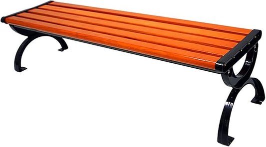 Outdoor Patio Garden Bench Park Bench, Metal Steel Frame and Anticorrosive Solid Wood Seat, Weather-Resistant Leisure Porch Chair, The Load Capacity is 880 Pounds