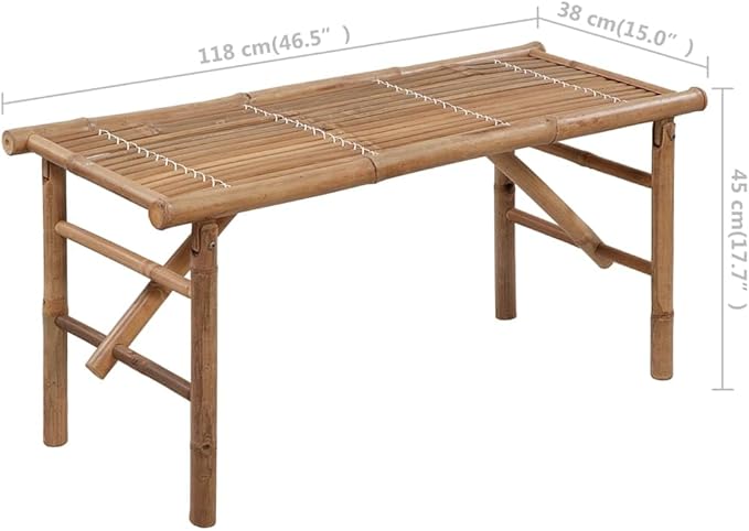 Garden Bench Deck Bench Folding Patio Bench with Cushion 46.5" Bamboo