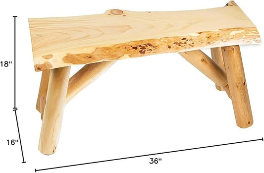 SRL Rustic Logwerks Indoor Bench — Pine & Cedar Wood Bench — Front Porch Decor — Live Edge Small Bench for Entryway, Garden & More — Handcrafted Wooden Bench — Rustic Furniture (36”, Indoor Clear)