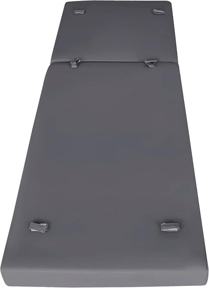 Merax, Dark Gray Outdoor Chaise Lounge Foldable 2-Section Design, Patio Reclining Chair Cushions for Lawn, Pool and Beach, 27.75” W x 76.25” D x 4.00” H