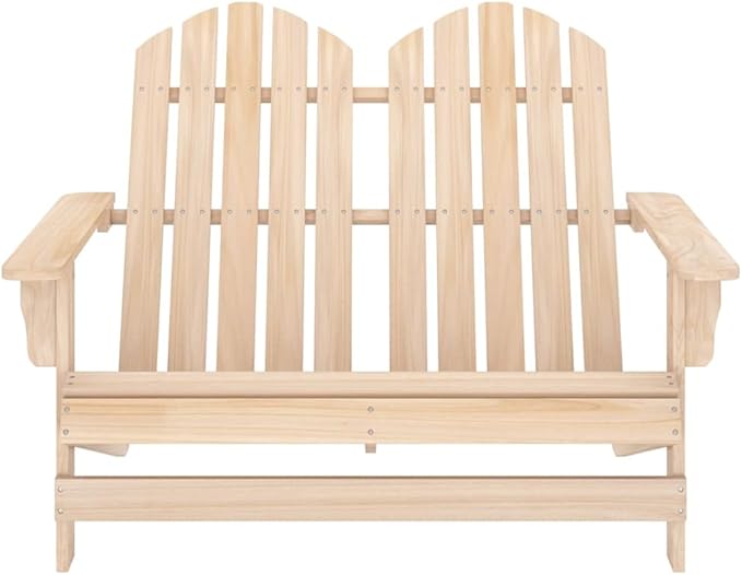 2-Seater Patio Adirondack Chair Solid Fir Wood Comfortable Outdoor Seating Weather-Resistant Adirondack Chair Garden Patio Furniture Lounge Chair for Yard Deck
