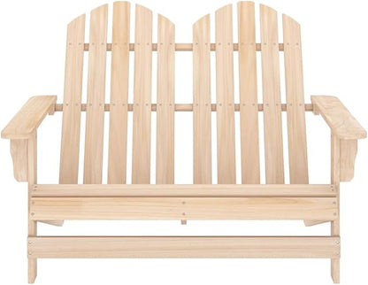 2-Seater Adirondack Chair Solid Wood Fir Outdoor Patio Furniture 47" Wide Garden Lounge Chair for Backyard, Lawn, and Beach Relaxation