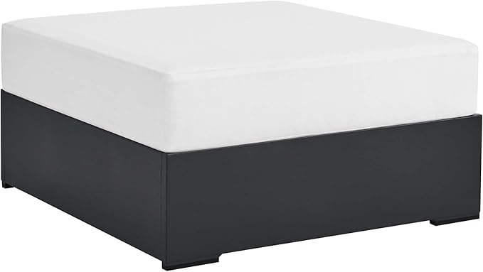 Modway Tahoe Aluminum Ottoman in Gray White with Weather-Resistant Cushion-Ideal as Outdoor Footstool - Photo 1