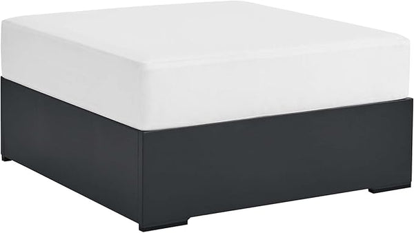 Modway Tahoe Aluminum Ottoman in Gray White with Weather-Resistant Cushion-Ideal as Outdoor Footstool - Photo 1