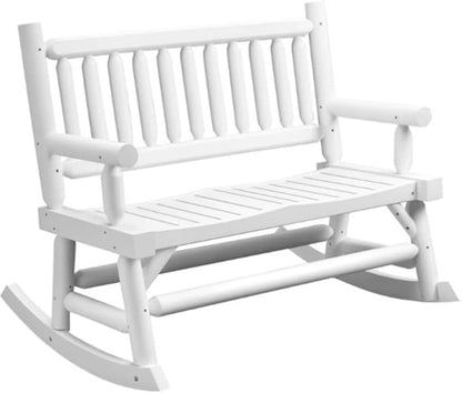 Heavy Duty Wooden Loveseat Rocker with Curved Seat Design for Patio Backyard Garden Use