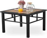 PatioFestival Aluminum Composite Panel Outdoor End Table, Weather Resistant, Black with Wood Grain, Square, Modern - Photo 1