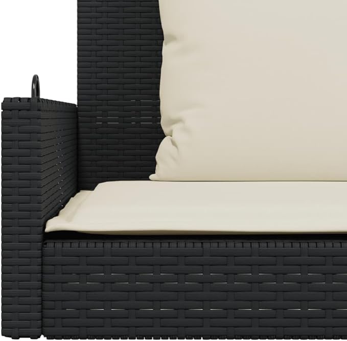 Black PE Rattan Swing Bench with Removable Cushions for Outdoor Patio - Photo 9