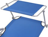 Steel Blue Sun Lounger with Canopy, Adjustable Backrest & Foldable Design, Durable Powder-Coated Steel Frame for Patio - Photo 5