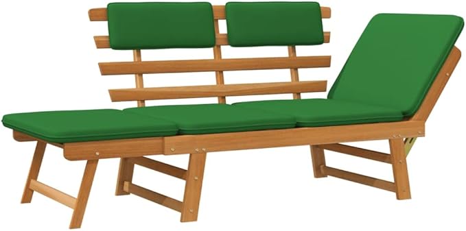 【Lightning Shipping】 Wooden Garden Bench, Outdoor Terrace Double Sofa Terrace, Lawn, Porch Patio Bench with Cushions 2-in-1 74.8" Solid Acacia Wood