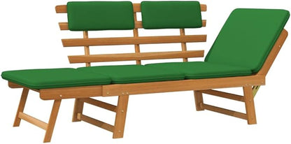 【Lightning Shipping】 Wooden Garden Bench, Outdoor Terrace Double Sofa Terrace, Lawn, Porch Patio Bench with Cushions 2-in-1 74.8" Solid Acacia Wood