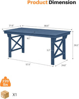 HDPE Outdoor Dining Table, 66.9” Rectangle Patio Dining Table for 6 - Photo 3