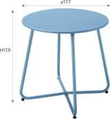 Patio Outdoor Side Table Waterproof Round Metal Steel Small Side Table Weather Resistant Portable Outdoor and Indoor - Photo 3