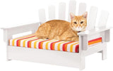 Indoor/Outdoor 22" Wood Adirondack Pet Chair with Cushion - White - Photo 2
