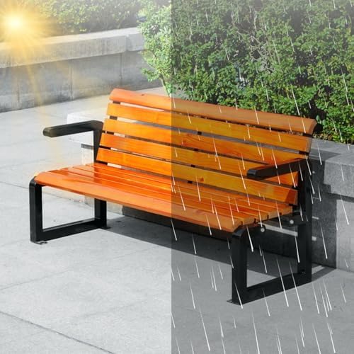 Sturdy Outdoor Bench for 2, Metal Garden Bench with Armrests, Heavy-Duty Support up to 600lbs, Perfect for Porch, Patio, and Garden Decor