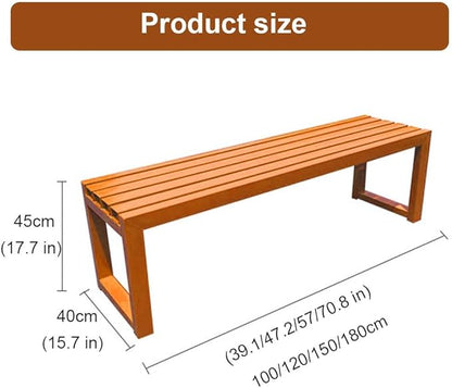 Outdoor Garden Bench Metal Park Seat Weatherproof 3-Person Deck Furniture Backless Furniture Seating for Front Porch,Lawn,Path,Yard(White,39.3 Inch)