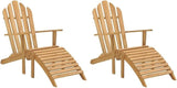 Set of 2 Natural Teak Adirondack Chairs with Footrests, Solid Wood Foldable Outdoor Patio Furniture for Garden, Balcony - Photo 1