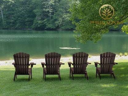 Psilvam Oversized Adirondack Chair, Fade-Resistant & Odor-Free Poly Lumber Fire Pit Chair with Cup Holder, Weatherproof Lawn Chair, Easy 15 Min Install Patio Chair, 350 Lbs Support (1, Light Brown)