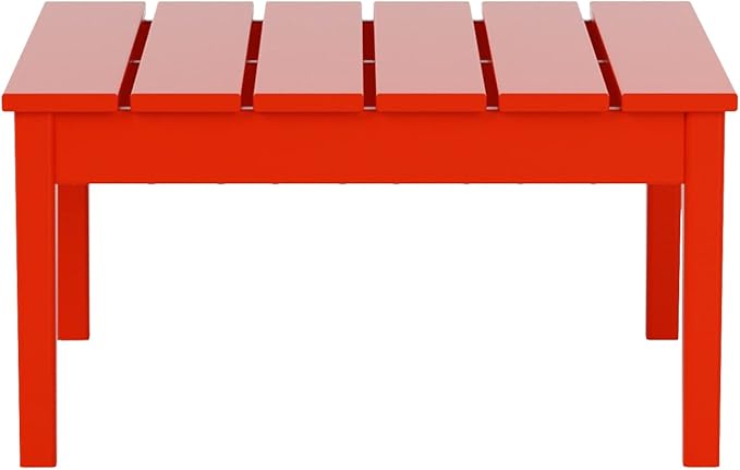 WestinTrends Ashore Outdoor Coffee Table, 32 Inch All Weather Poly Lumber Adirondack Patio Coffee Table Square Low Table, Red