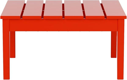 WestinTrends Ashore Outdoor Coffee Table, 32 Inch All Weather Poly Lumber Adirondack Patio Coffee Table Square Low Table, Red