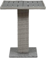 Pemberly Row Outdoor Patio Table, Gray PE Wicker and Granite Base, Weather Resistant - Photo 1