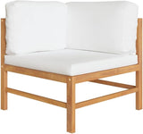 2-Seater Outdoor Bench with Cream Cushions, Solid Teak Wood Garden Seat, Modern Patio Furniture - Photo 3