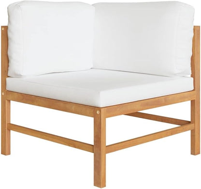 2-Seater Outdoor Bench with Cream Cushions, Solid Teak Wood Garden Seat, Modern Patio Furniture, Durable Weather-Resistant Teak Bench for Balcony or Deck