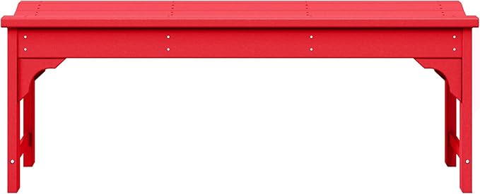 WestinTrends Malibu Outdoor Bench, All Weather Resistant Poly Lumber Backless Patio Garden Bench, Adirondack Curved Bench Seat for Comfort, Red