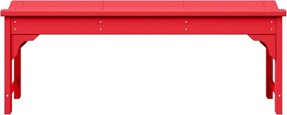 WestinTrends Malibu Outdoor Bench, All Weather Resistant Poly Lumber Backless Patio Garden Bench, Adirondack Curved Bench Seat for Comfort, Red
