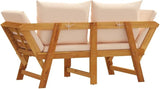 2-Seater Garden Bench with Beige Cushions, Solid Acacia Wood Outdoor Furniture - Photo 7