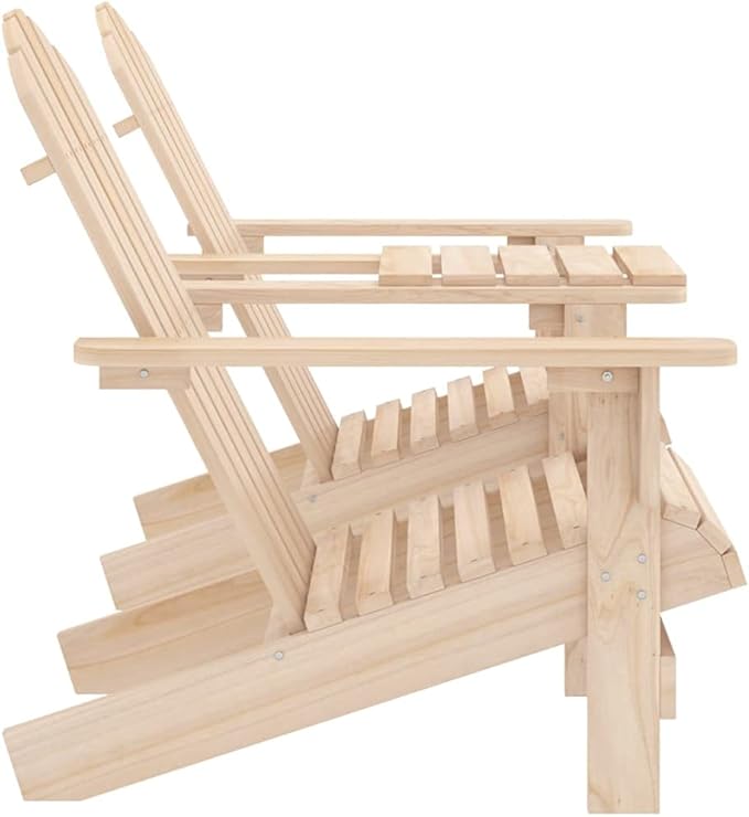 Patio Adirondack Chairs with Tea Table Solid Fir Wood Outdoor Chairs Furniture Outdoor Patio Furniture Set Suitable for Poolside, Bistro, Patio.