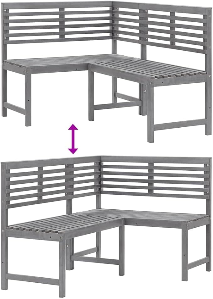 vidaXL Patio Corner Bench, Outdoor Wooden Bench for Garden Park Potting Picnic, Solid Acacia Wood, Easy Assembly - Photo 4