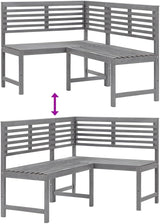 vidaXL Patio Corner Bench, Outdoor Wooden Bench for Garden Park Potting Picnic, Solid Acacia Wood, Easy Assembly - Photo 4