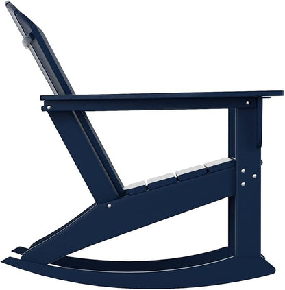 WestinTrends Dylan Outdoor Patio Poly Plastic Adirondack Rocking Chair, Navy Blue