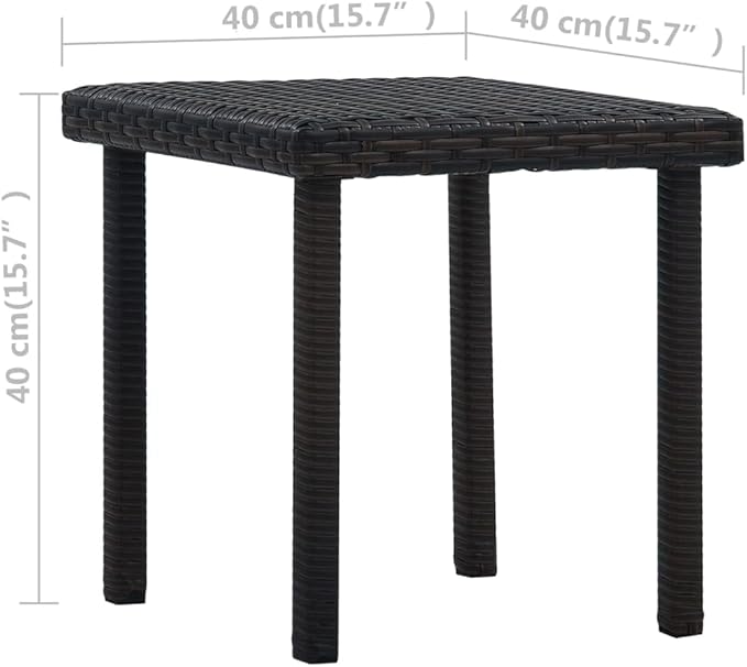 Small Brown Poly Rattan Garden Side Table - Photo 2