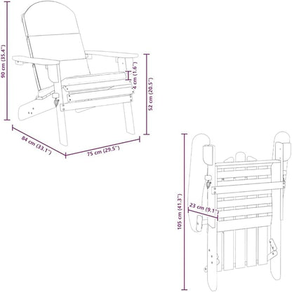 Solid Acacia Wood Adirondack Garden Chair with Cushion in Cream White Finish, Foldable Design for Balcony Patio Outdoor Indoor Seating Furniture