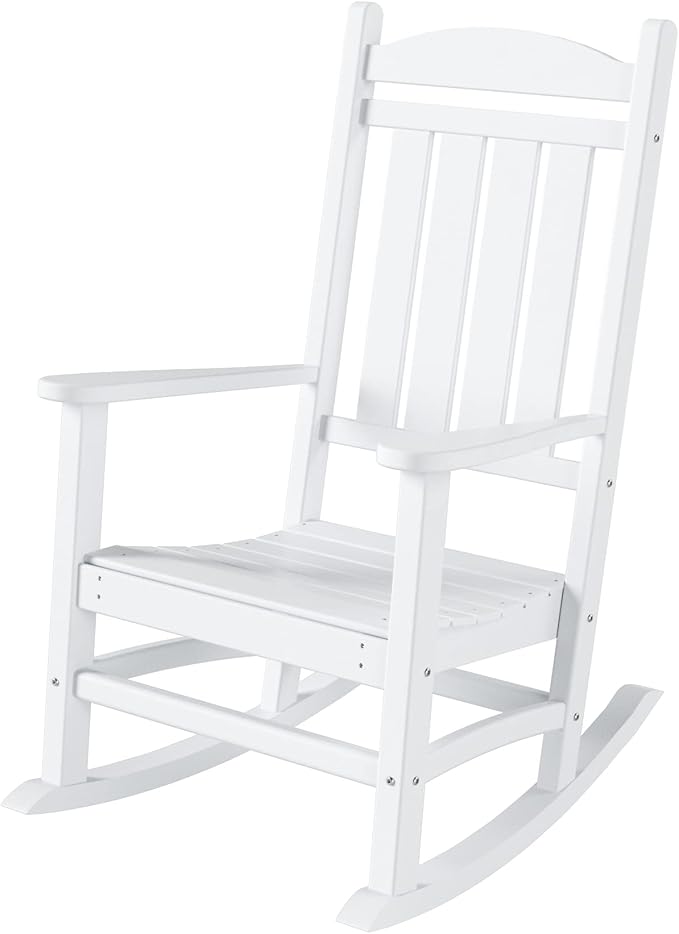 WestinTrends Malibu 3-Piece Set Outdoor/Patio Rocking Chairs (2 Seater), White