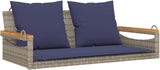 Garden Bench Deck Bench Swing Bench with Cushions Gray 42.9"x24.4"x15.7" Poly Rattan - Photo 2